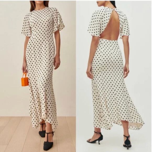 NWT $298 Reformation Carletta Midi Dress in Portofino Polkadot - Picture 1 of 9